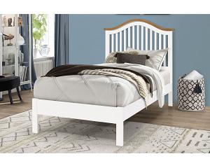 3ft Single The Curve. White & Oak finish wood bed frame.Curved headboard head end, low foot end boar